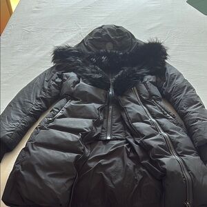 Mackage Black Puffer Jacket with Fur Trim